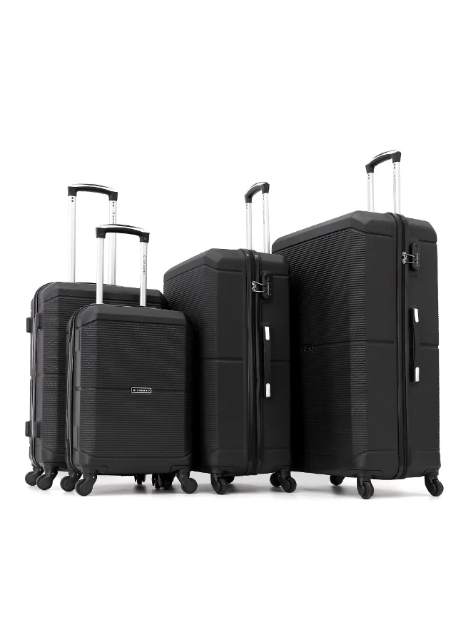 GIORDANO Giordano 4-Piece ABS Hard-Shell Luggage Set (Spinner Suitcases)-Black